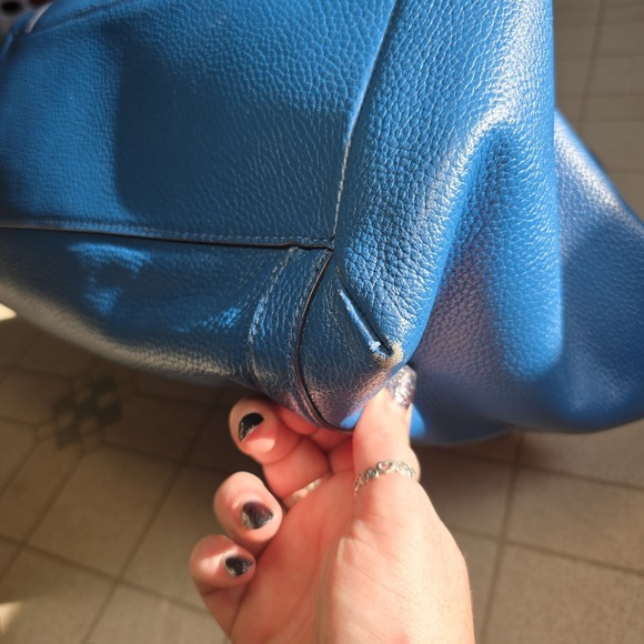 Kate Spade Oakwood Street Pebble Leather Chandra Tote Blue Shoulder Bag Purse - Picture 6 of 12